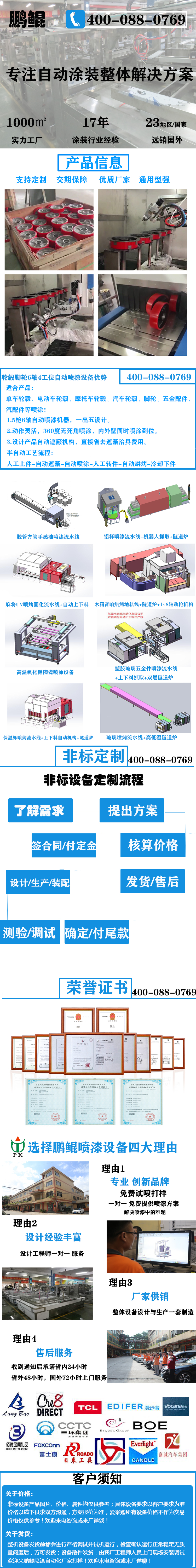 輪轂腳輪6軸4工位自動噴漆設備